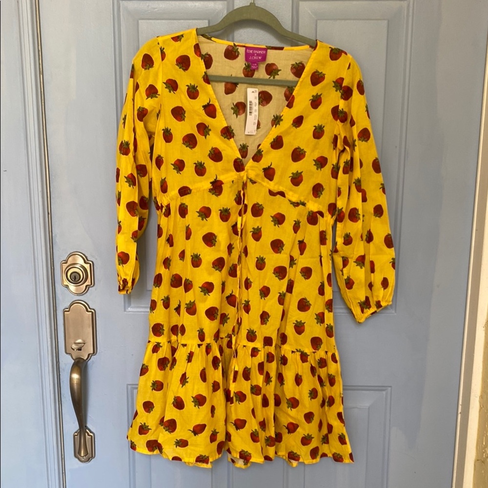 Edie Parker x J. Crew Yellow Strawberry Midi Dress